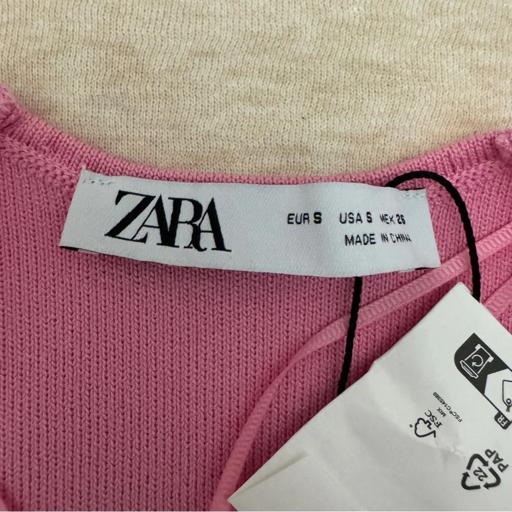 Zara Women’s Size S US Pink Polyester Gold-Button Casual Vest NWT - Picture 4 of 9